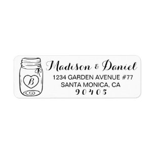 Cute Mason Burk Monogram Return-adressetikett Returadress Etikett