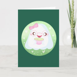 Cute Matcha Latte Ghost Kort