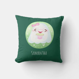 Cute Matcha Latte Ghost Kudde
