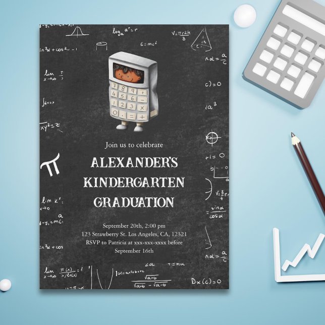 Cute Math Black Kid Kindergarten Studenten Inbjudningar (Skapare uppladdad)