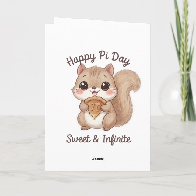 Cute Math Nerd Bear with Pie Kort (Baksida)