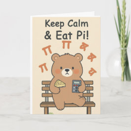 Cute Math Nerd Bear with Pie Kort