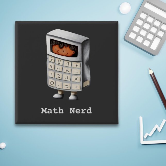 Cute Math Nerd Black Kid Knapp (Skapare uppladdad)