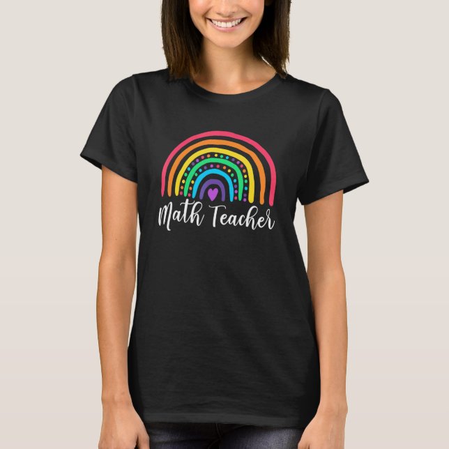Cute Math Teacher Rainbow Back to school Manar Wom T Shirt (Framsida)
