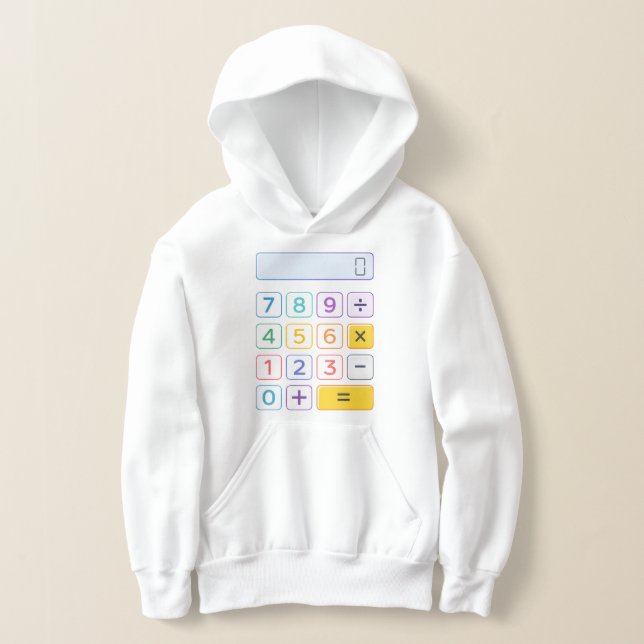 Cute Maths Calculator Hoodie for Kids School T Shirt (Laydown)