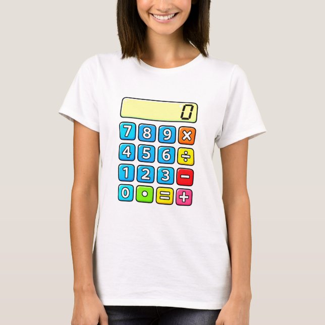 Cute Maths Calculator Numbers Cartoon T Shirt Kids (Framsida)