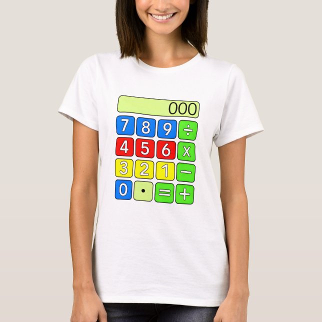 Cute Maths Calculator Numbers Cartoon T Shirt Kids (Framsida)