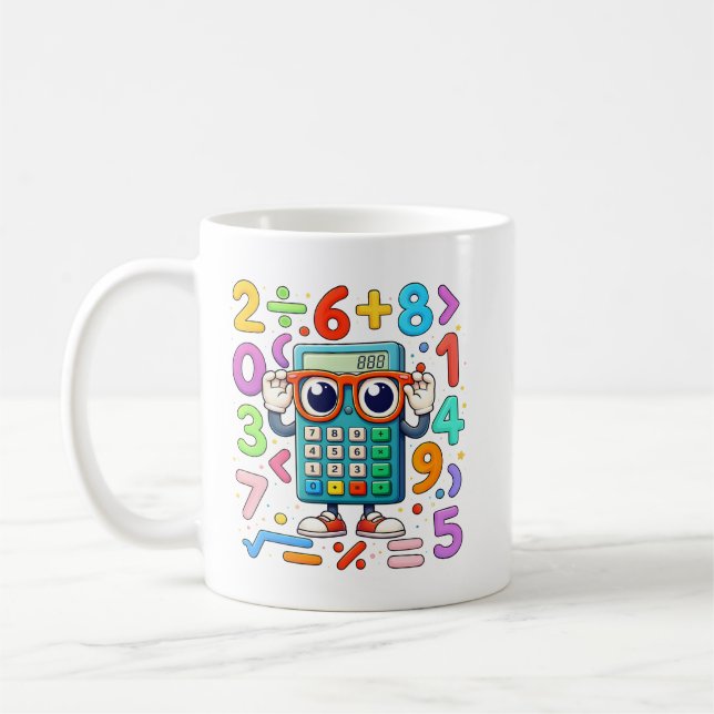 Cute Maths Calculator Numbers Mug for Kids Kaffemugg (Vänster)