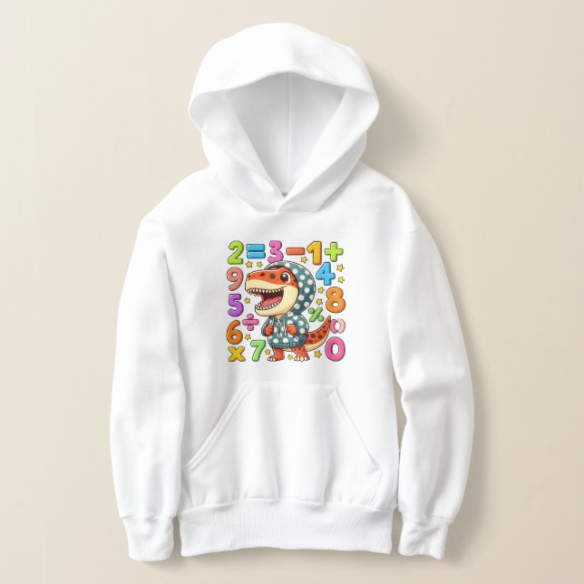 Cute Maths Dinosaur Hoodie for Kids School T Shirt (Laydown)