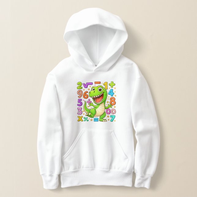 Cute Maths Dinosaur Numbers Hoodie for Kids T Shirt (Laydown)