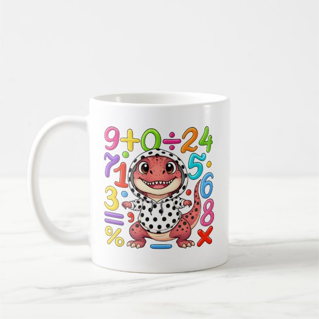 Cute Maths Dinosaur Numbers Mug for Kids Kaffemugg (Vänster)