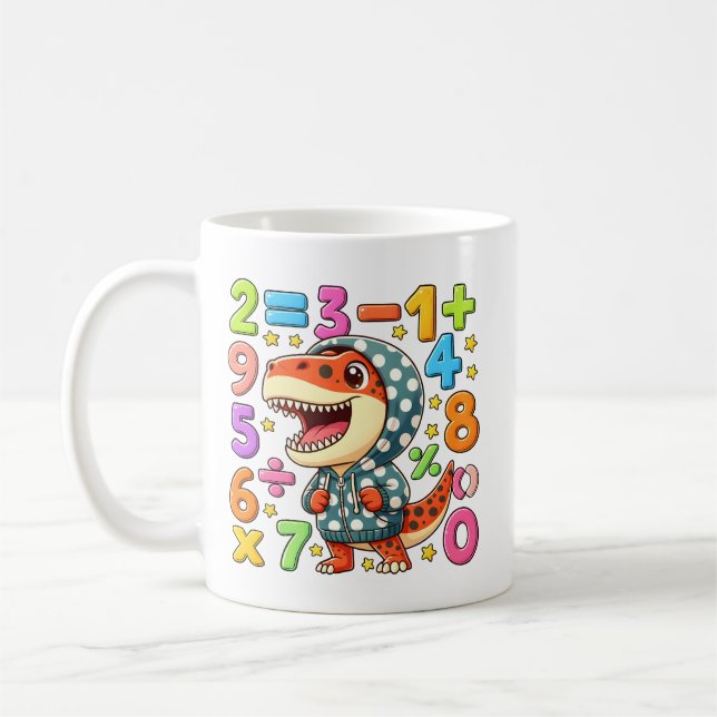 Cute Maths Dinosaur Numbers Mug for Kids Kaffemugg (Vänster)