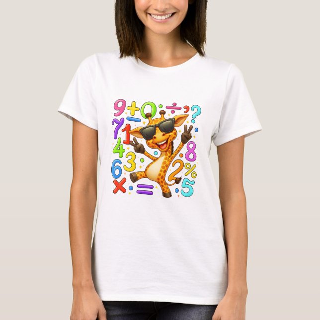 Cute Maths Fox Numbers T Shirt for Kids (Framsida)