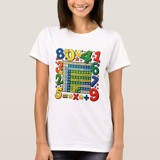 Cute Maths Numbers Calculator Cartoon T Shirt Kids (Framsida)