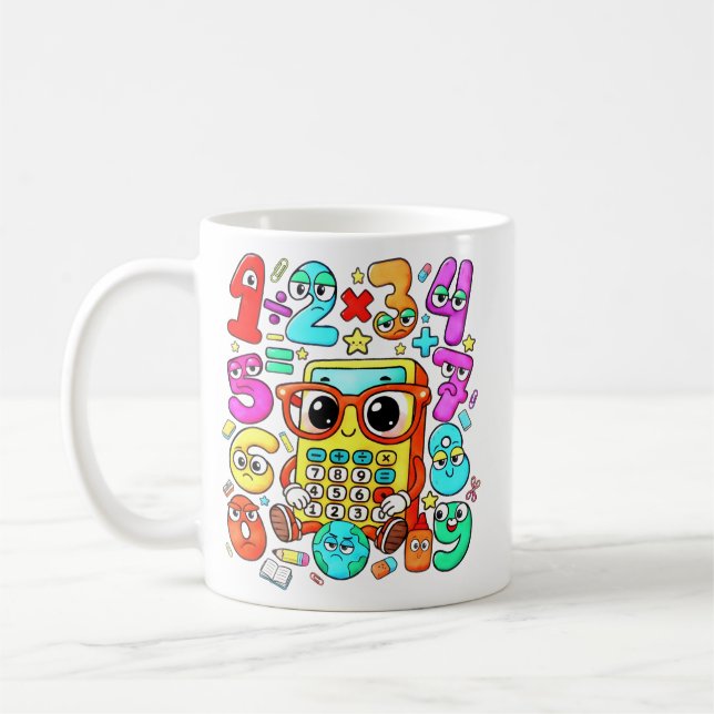 Cute Maths Numbers Calculator Mug for Kids Kaffemugg (Vänster)