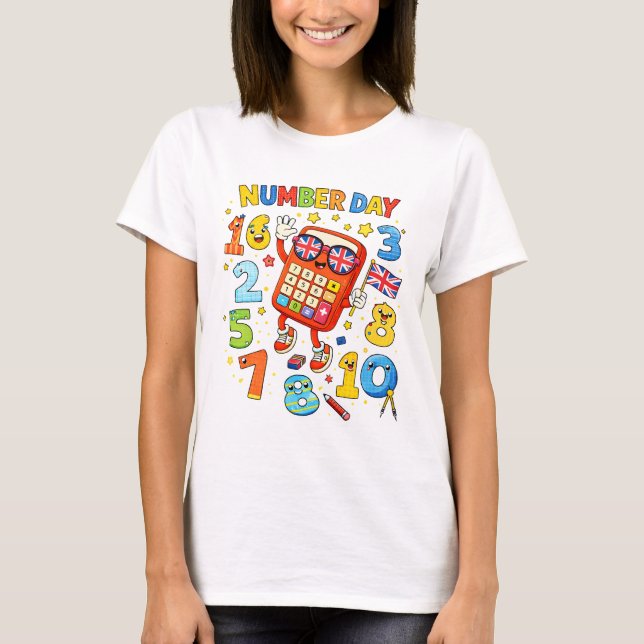 Cute Maths Numbers Calculator Number Day T ShirtUK Shirt (Framsida)