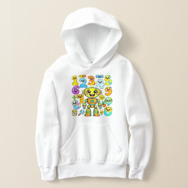 Cute Maths Numbers Emoji Cartoon Hoodie Kids UK!! T Shirt (Laydown)
