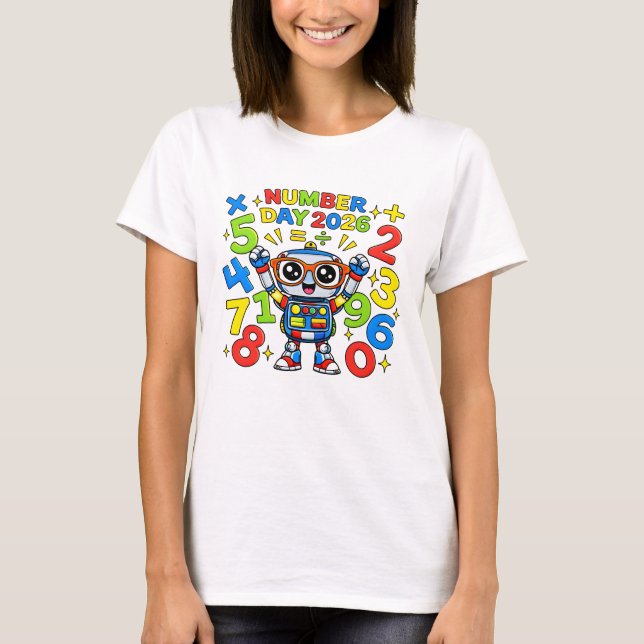 Cute Maths Numbers Robot Calculator T Shirt Kids!! (Framsida)