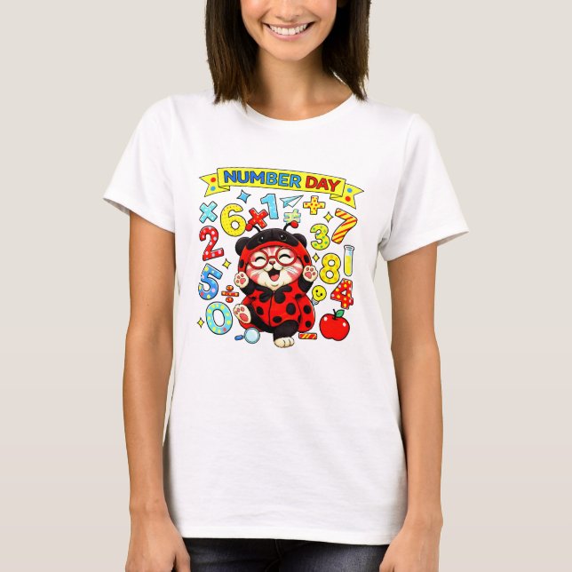 Cute Maths Numbers Santa Cartoon T Shirt Kids UK ! (Framsida)