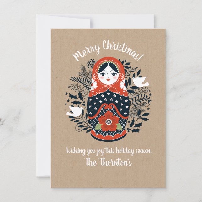 Cute Matryoshka Ntesting Doll-julkort Kort (Framsida)