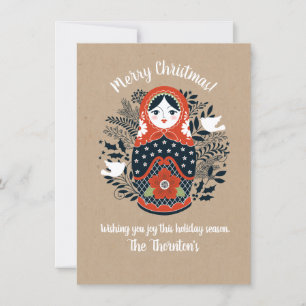 Cute Matryoshka Ntesting Doll-julkort Kort