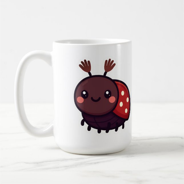 Cute May Beetle - Kawaii Forest Charm Kaffemugg (Vänster)