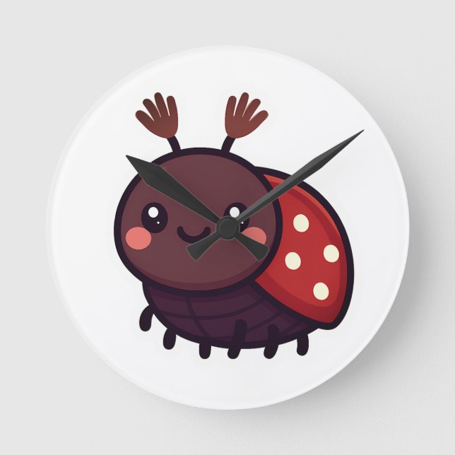 Cute May Beetle - Kawaii Forest Charm Rund Klocka (Framsida)