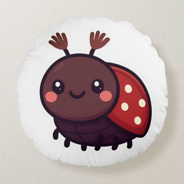 Cute May Beetle - Kawaii Forest Charm Rund Kudde (Framsidan)