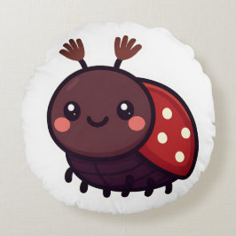 Cute May Beetle - Kawaii Forest Charm Rund Kudde