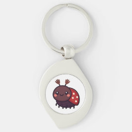 Cute May Beetle - Kawaii Forest Charm Swirl Silverfärgad Nyckelring