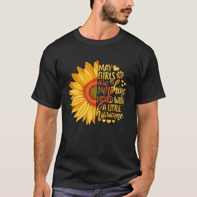 Cute May Girls Are Sunshine Mixed With Hurricane C T Shirt (Framsida)