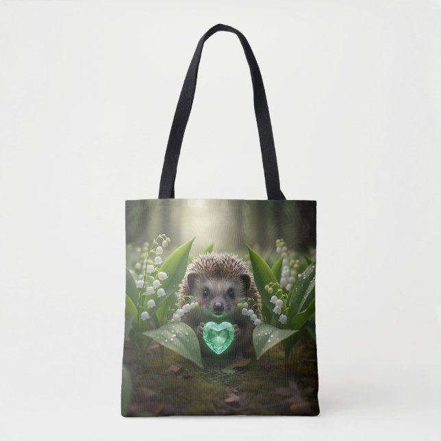 Cute May Hedgehog with Emerald Heart Tygkasse (Framsida)