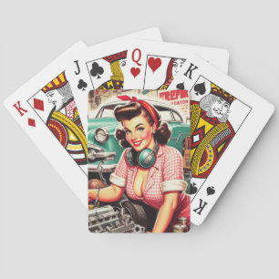 Cute Mechanic Pin-up Casinokort