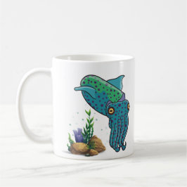 Cute med marin naturkorall och bubblor kaffe kaffemugg