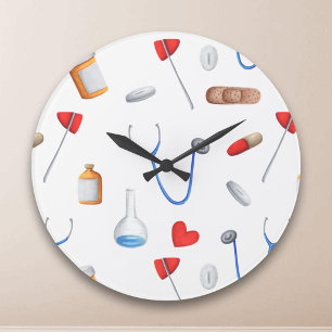 Cute Medical Equipment Doktor eller Nurse Stor Klocka