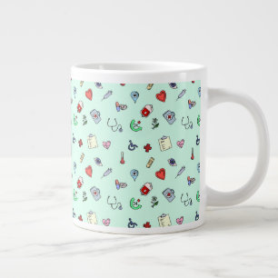Cute Medical Icon Mönster Jumbo Mugg