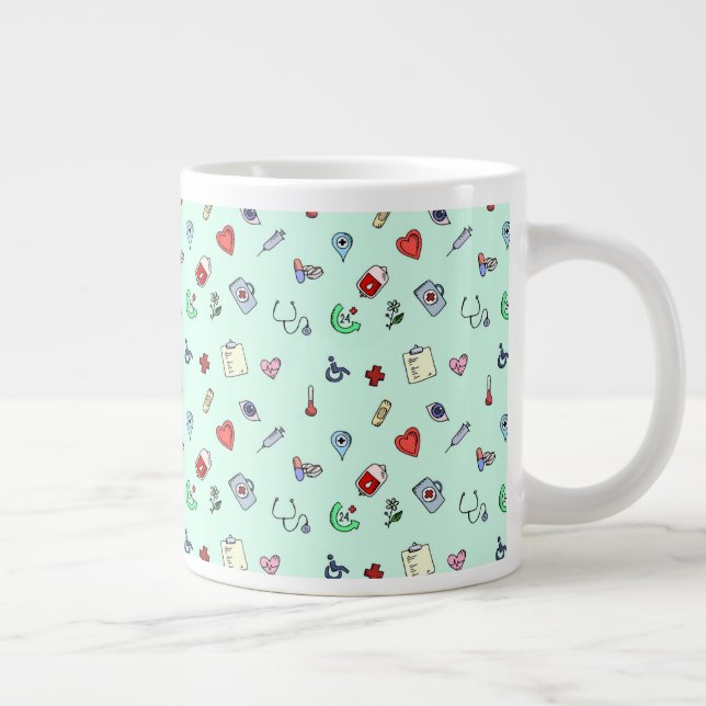 Cute Medical Icon Mönster Jumbo Mugg (Höger)