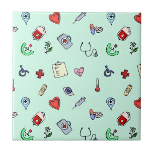 Cute Medical Icon Mönster Kakelplatta