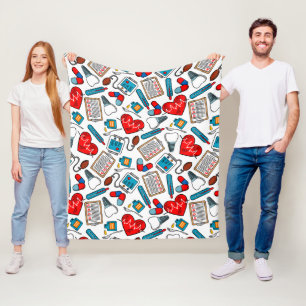 Cute Medical Nurse Doktor Theme Mixed Mönster  Fleecefilt