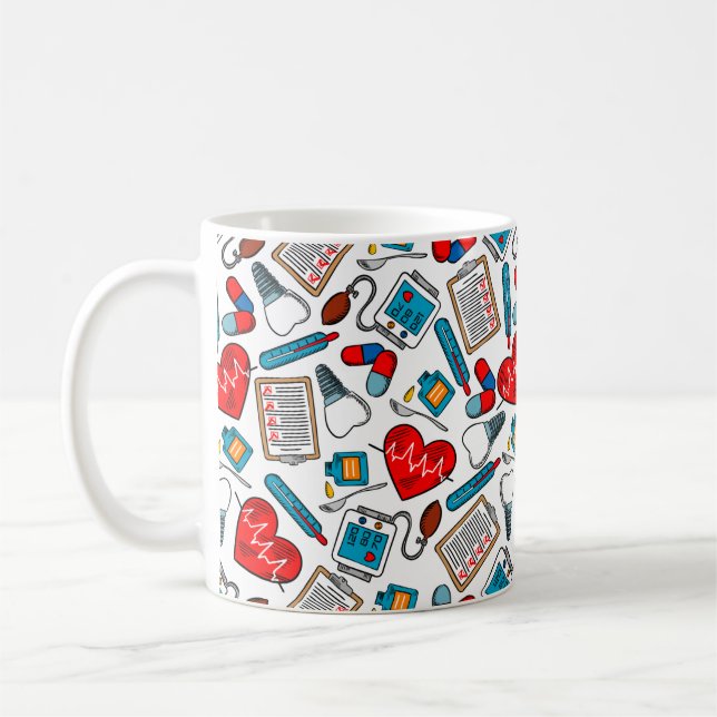 Cute Medical Nurse Doktor Theme Mixed Mönster  Kaffemugg (Vänster)