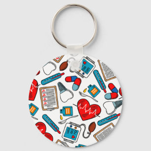 Cute Medical Nurse Doktor Theme Mixed Mönster Nyckelring