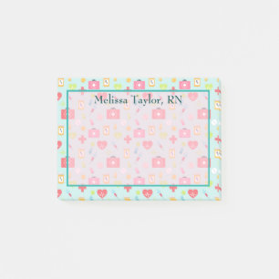 Cute Medical Theme Girly Healthcare Professionell Post-it Block