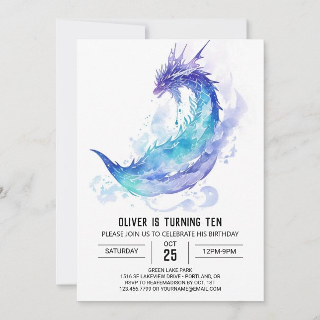 Cute Medieval Dragon Äventyr födelsedag Inbjudningar (Framsida)