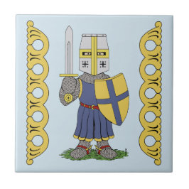 Cute Medieval Knight Ceramic Tile Kakelplatta