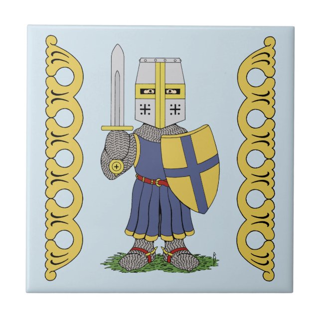 Cute Medieval Knight Ceramic Tile Kakelplatta (Framsidan)
