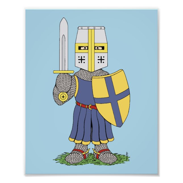 Cute Medieval Knight Fototryck (Framsidan)