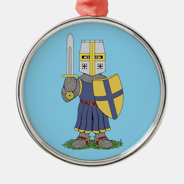Cute Medieval Knight Julgransprydnad Metall (Framsidan)