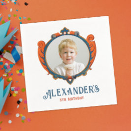 Cute Medieval Red Blue Prince Royal Shield Photo Pappersservett