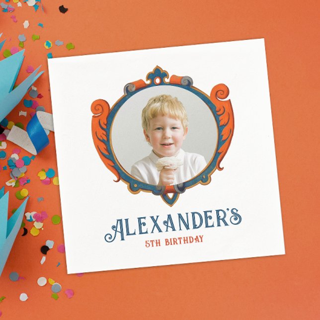 Cute Medieval Red Blue Prince Royal Shield Photo Pappersservett (Skapare uppladdad)