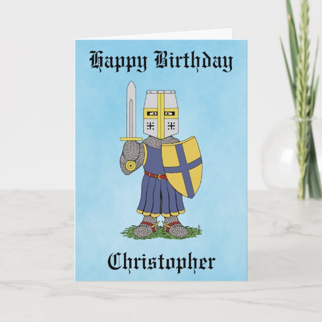 Cute Medievt Knight Birthday Card Kort (Framsida)